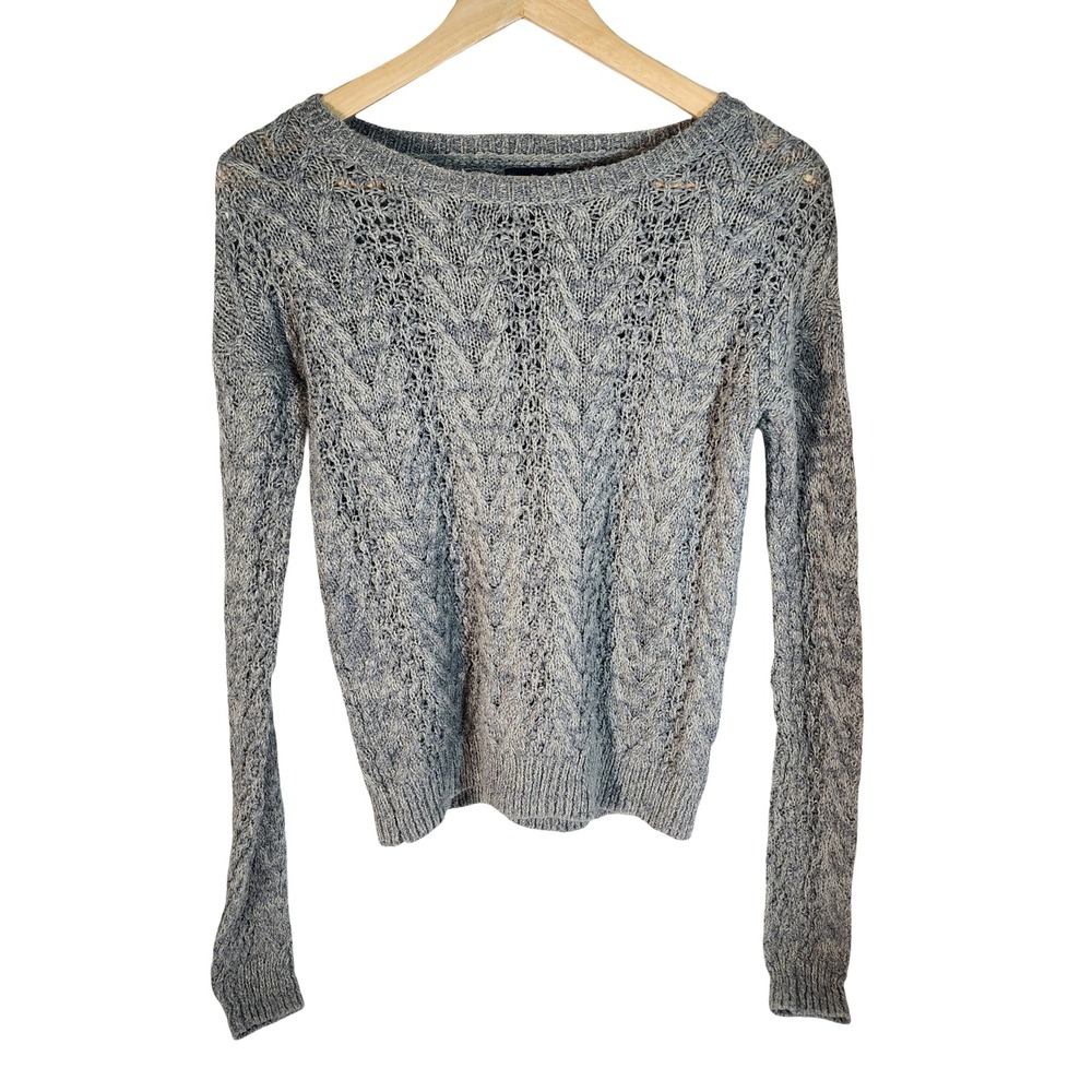 Aeropostale Gray Cable‎ Knit Cropped Sweater XS